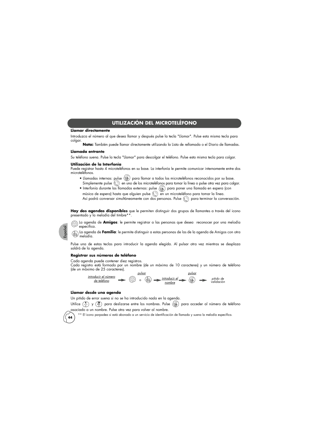 Philips TD6830 manual Utilización DEL Microteléfono 