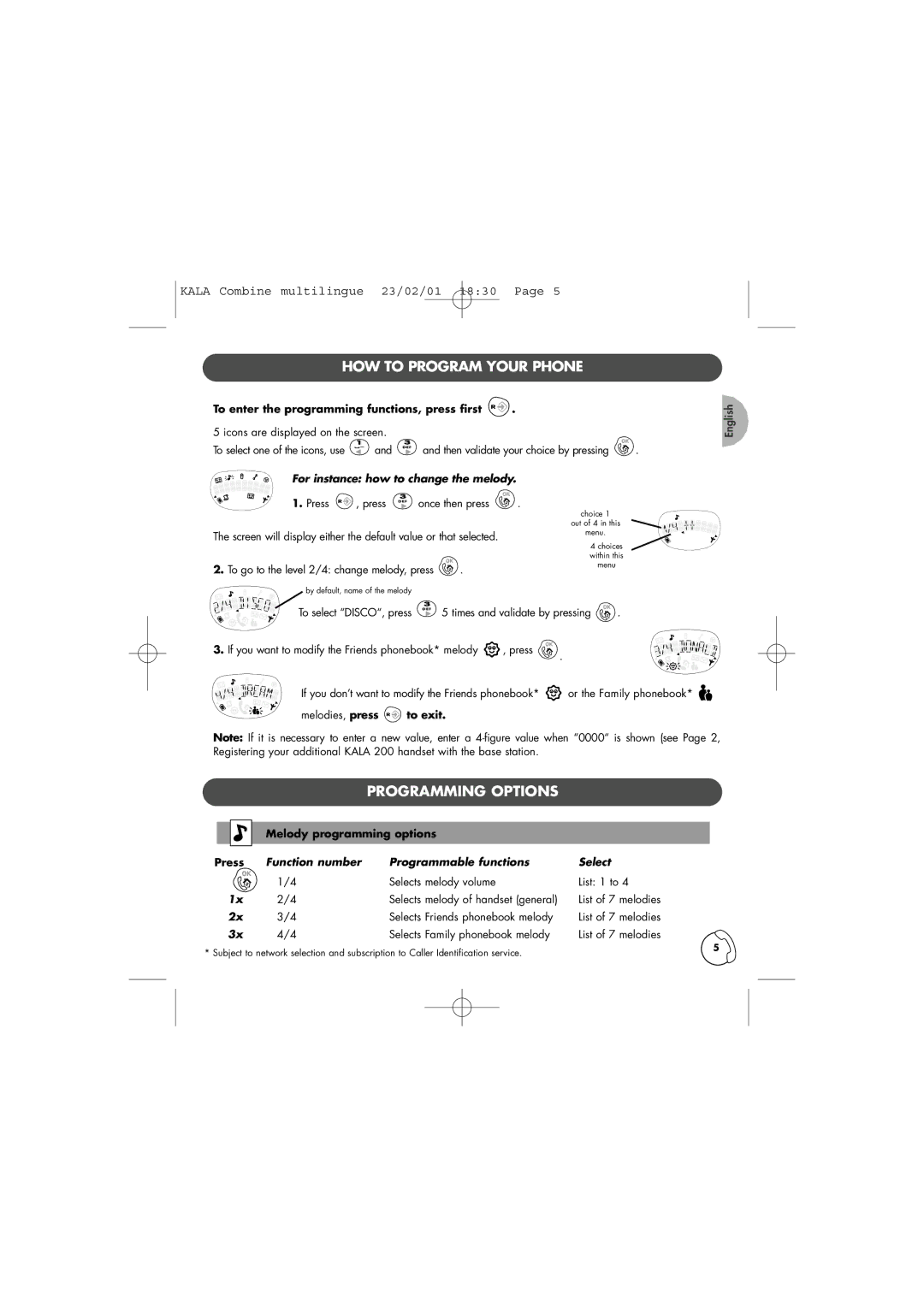 Philips TD6830 user manual HOW to Program Your Phone, Programming Options, For instance how to change the melody 