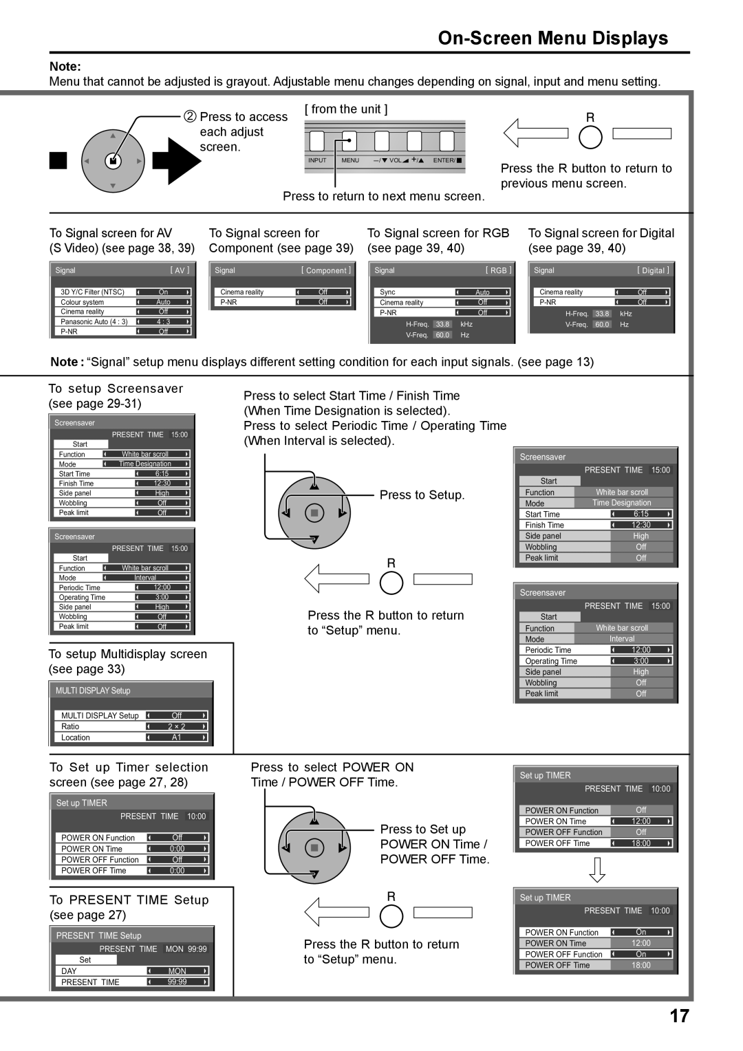 Philips TH-42PH10EK operating instructions On-Screen Menu Displays 