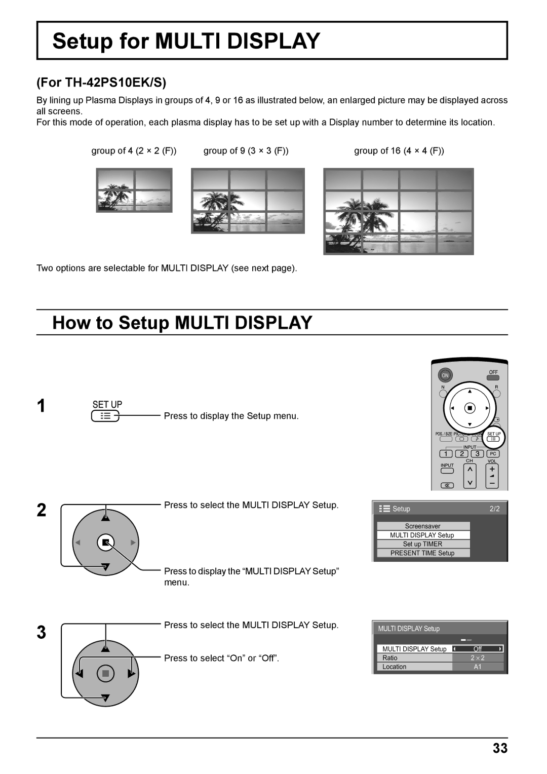 Philips TH-42PH10EK operating instructions Setup for Multi Display, How to Setup Multi Display 