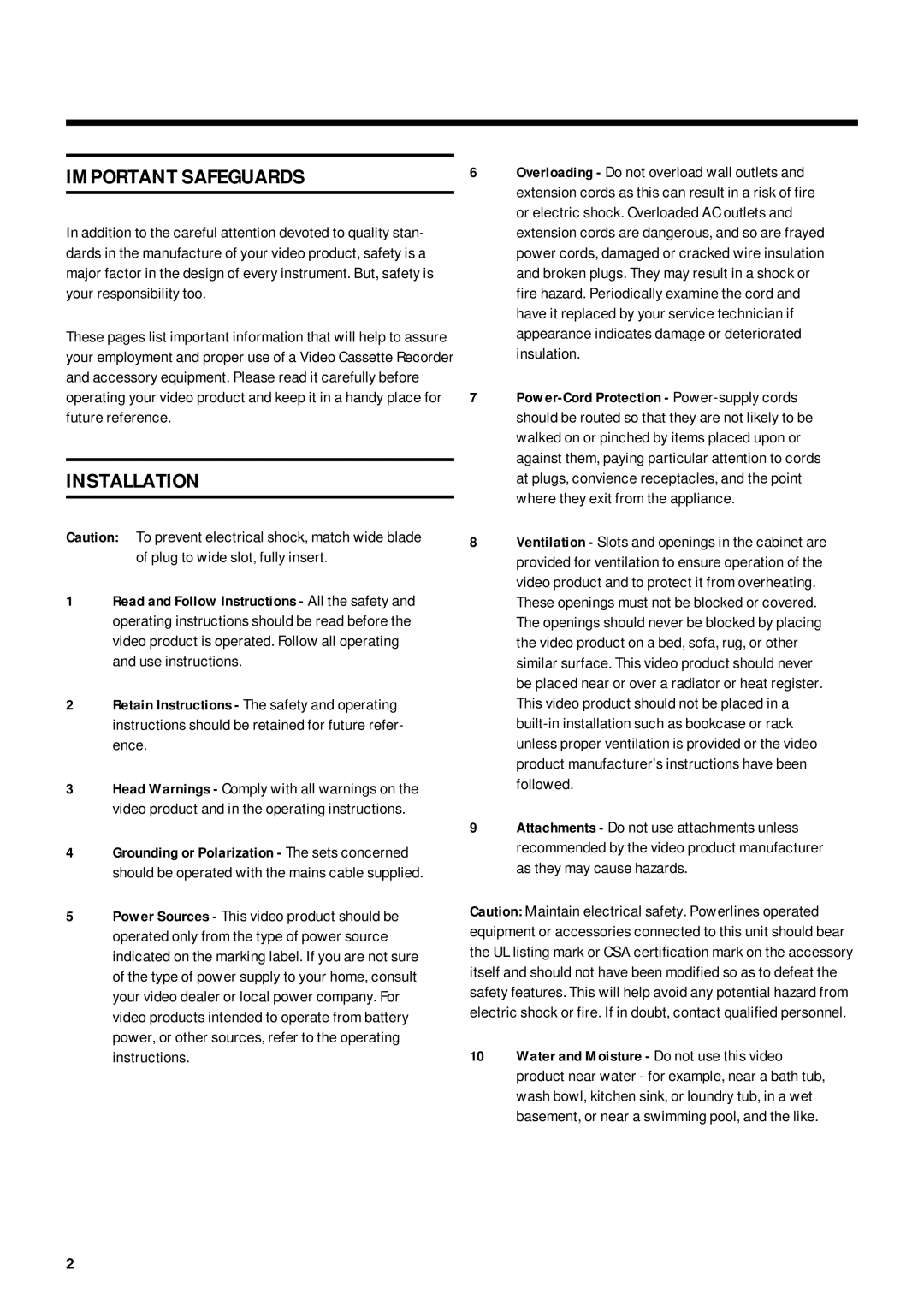 Philips TL960A5T operating instructions Important Safeguards 