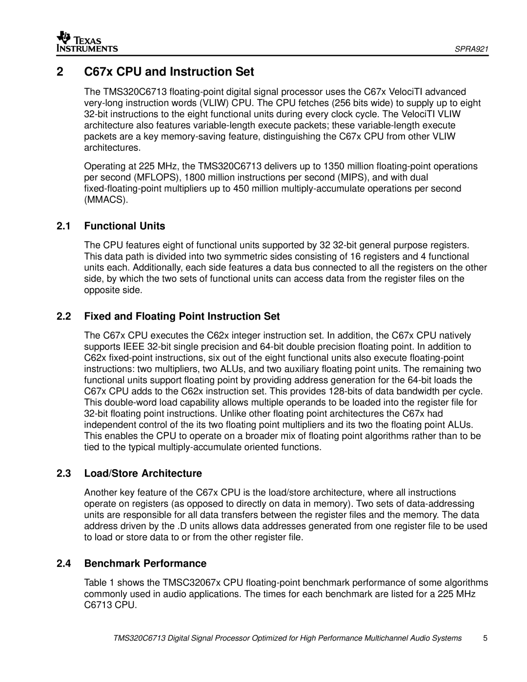 Philips TMS320C6713 manual C67x CPU and Instruction Set, Functional Units, Fixed and Floating Point Instruction Set 