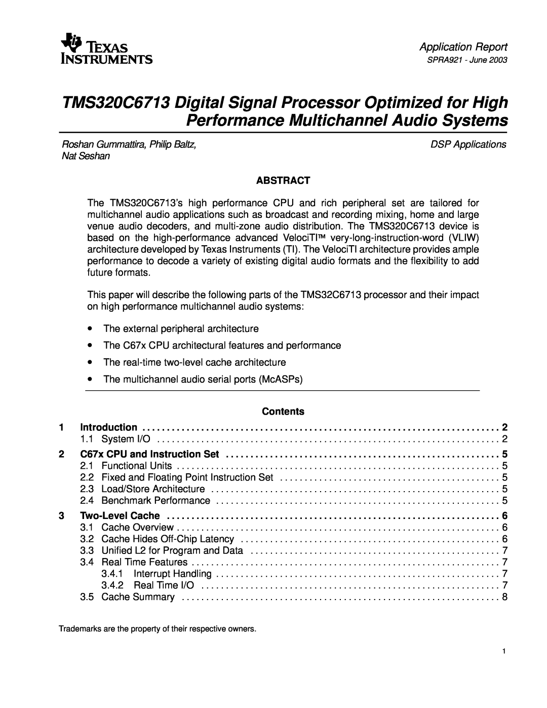 Philips TMS320C6713 manual Abstract, Contents 1 Introduction, Application Report 