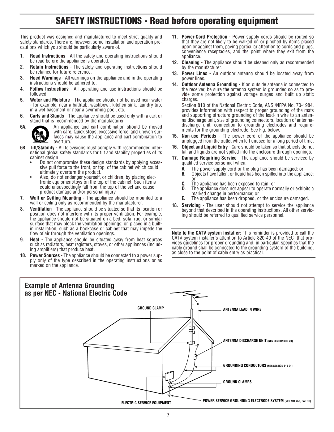 Philips TP2784C1 manual Safety Instructions Read before operating equipment 