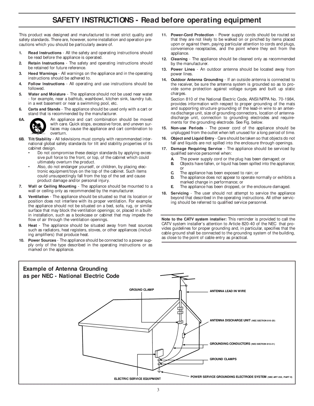 Philips TP3284C1 manual Safety Instructions Read before operating equipment 