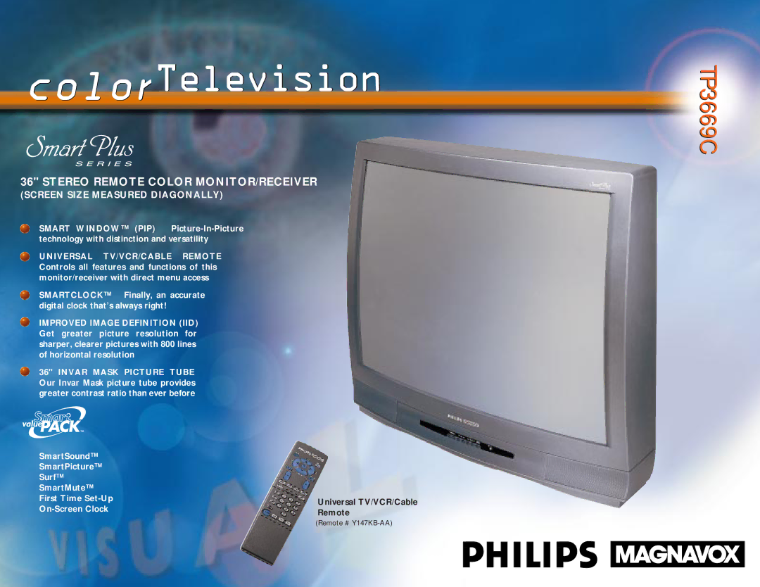 Philips TP3669C manual ColorTelevision 