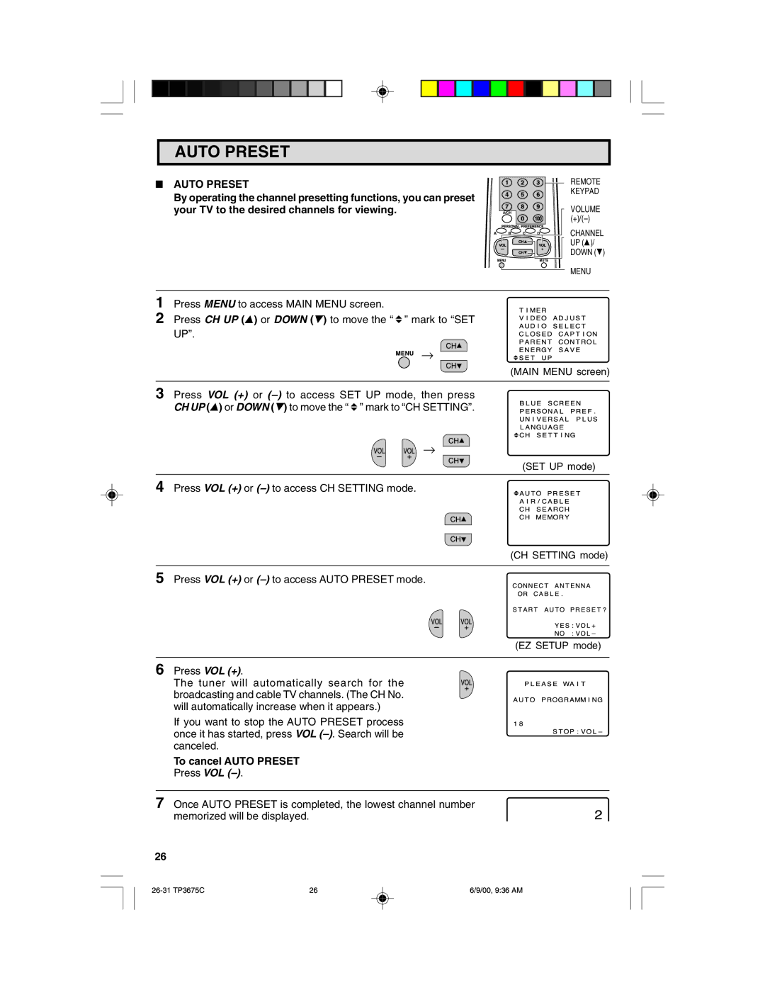 Philips TP3675 manual Auto Preset 