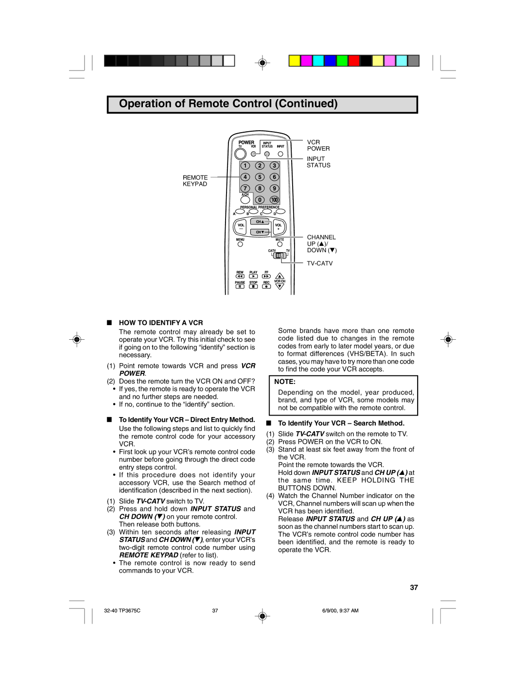 Philips TP3675 manual HOW to Identify a VCR, To Identify Your VCR Search Method 