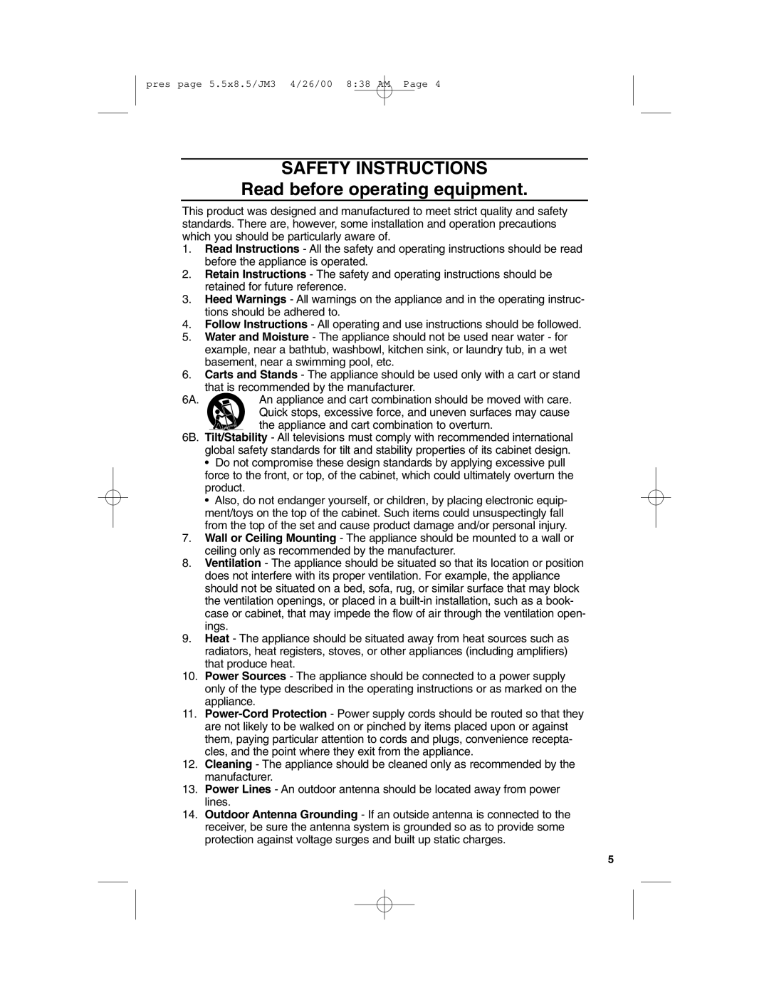 Philips TP3675 manual Safety Instructions 