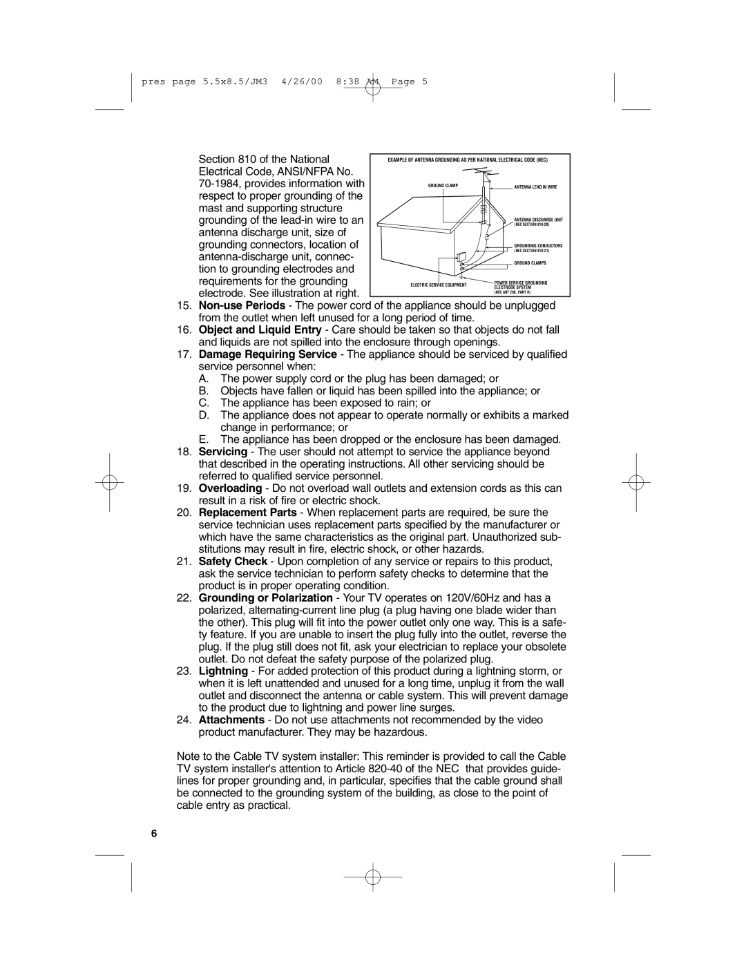 Philips TP3675 manual National 