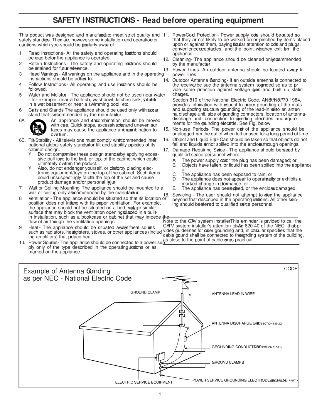 Philips TP3684C1 manual Safety Instructions Read before operating equipment 