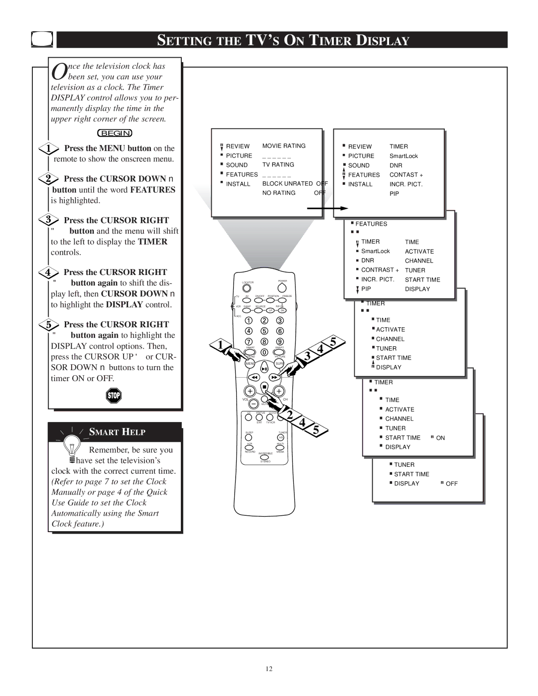 Philips TP3697B1 manual Setting the TV’S on Timer Display 