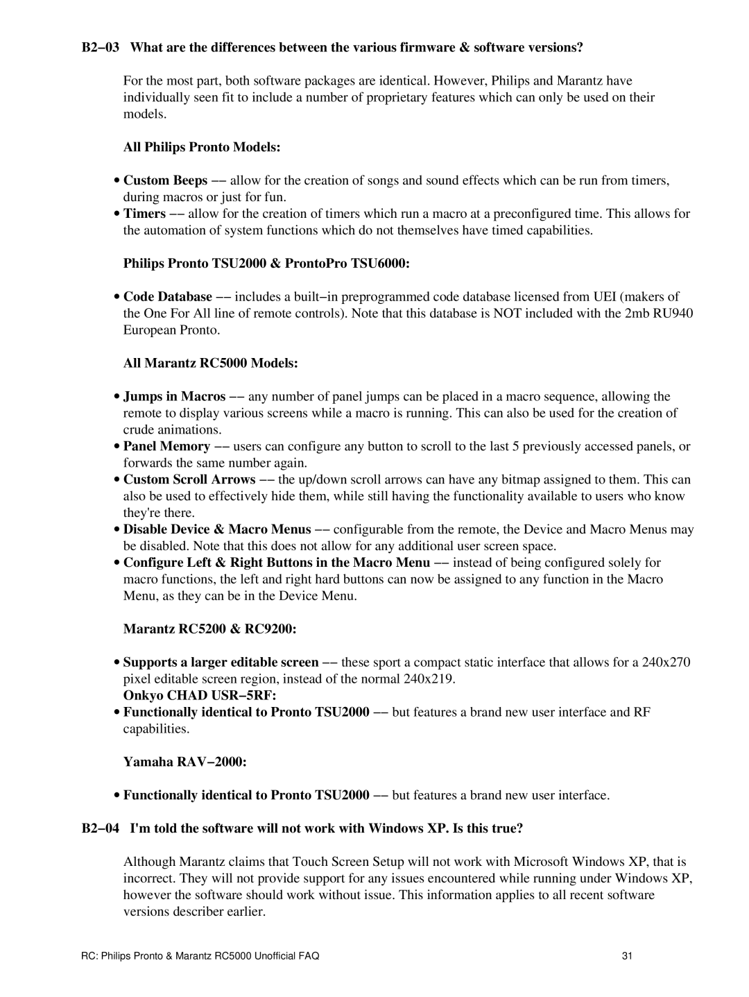 Philips TS1000 manual All Philips Pronto Models, Philips Pronto TSU2000 & ProntoPro TSU6000, All Marantz RC5000 Models 