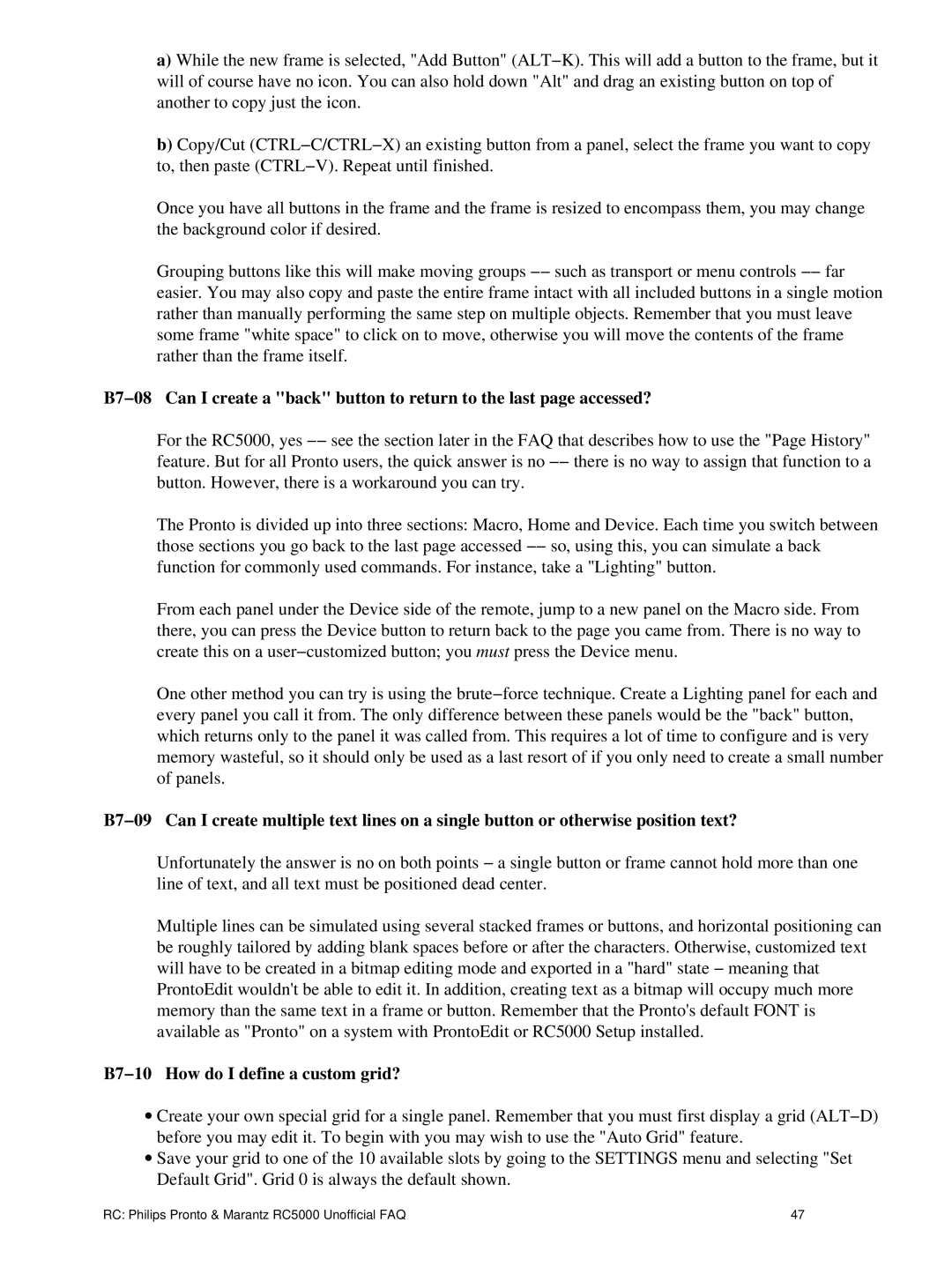 Philips TS1000 manual B7−10 How do I define a custom grid? 