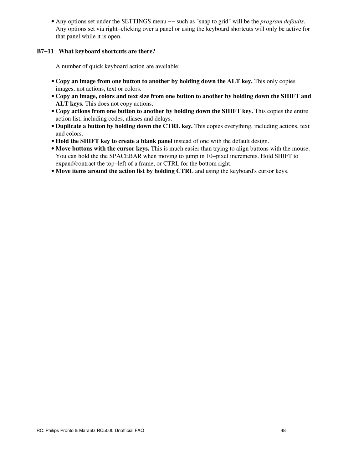 Philips TS1000 manual B7−11 What keyboard shortcuts are there? 