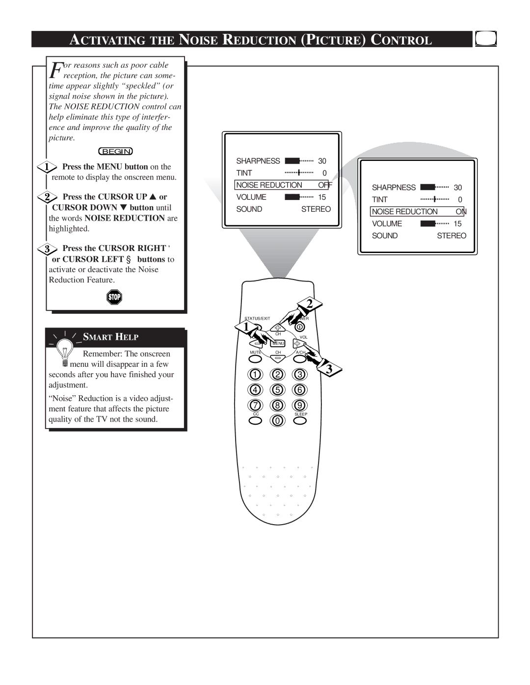 Philips TS2546C1 manual Activating the Noise Reduction Picture Control 