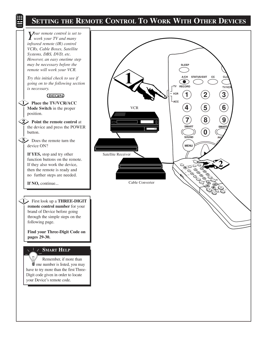 Philips TS2757C1 manual Setting the Remote Control to Work with Other Devices 