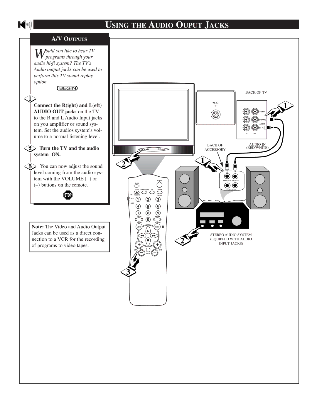 Philips TS2774C manual Using the Audio Ouput Jacks 