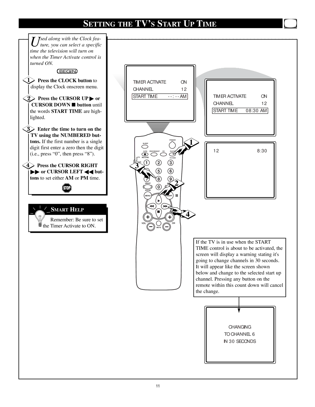 Philips TS2779C1 manual Setting the TV’S Start UP Time 