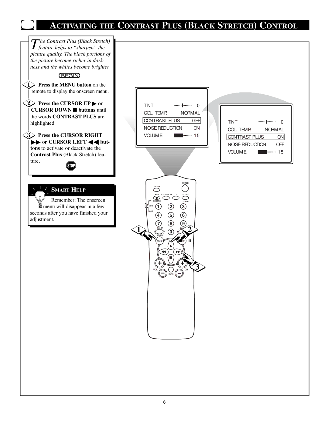 Philips TS2779C1 manual Activating the Contrast Plus Black Stretch Control 