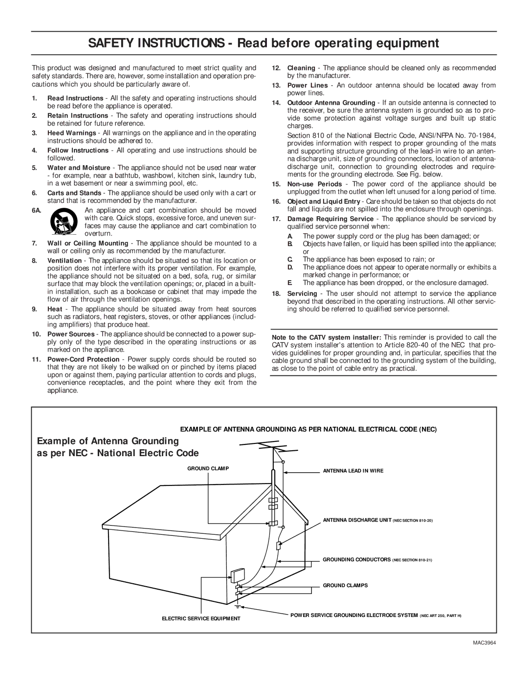 Philips TS3258, TS3658 manual Safety Instructions Read before operating equipment 