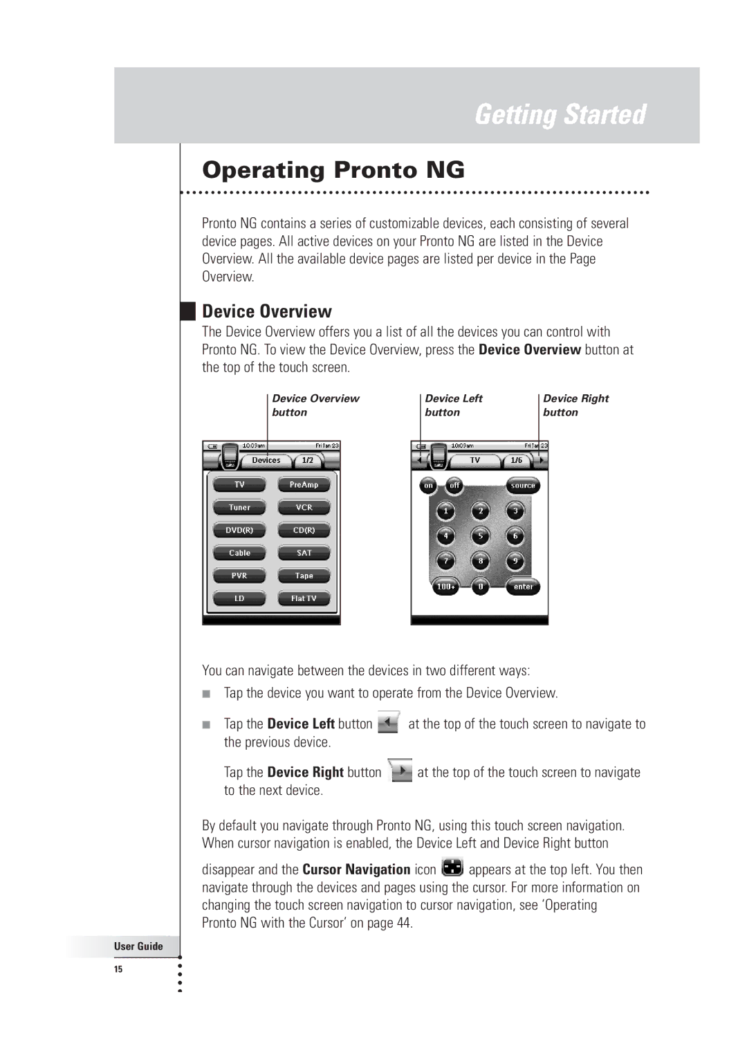 Philips TSU 3000 manual Operating Pronto NG, Device Overview 