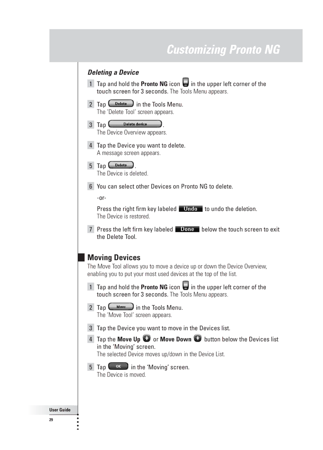 Philips TSU 3000 manual Moving Devices, Deleting a Device 