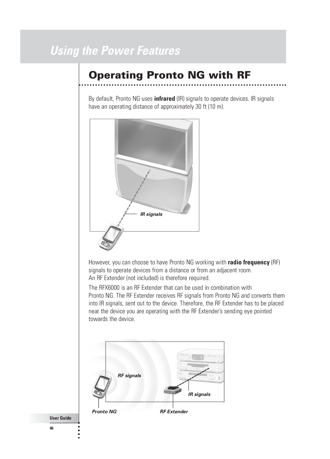 Philips TSU 3000 manual Operating Pronto NG with RF 