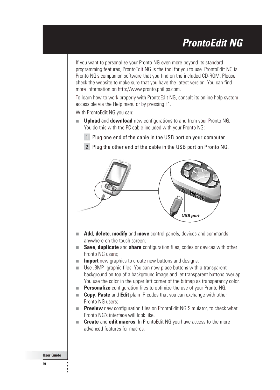 Philips TSU 3000 manual With ProntoEdit NG you can 