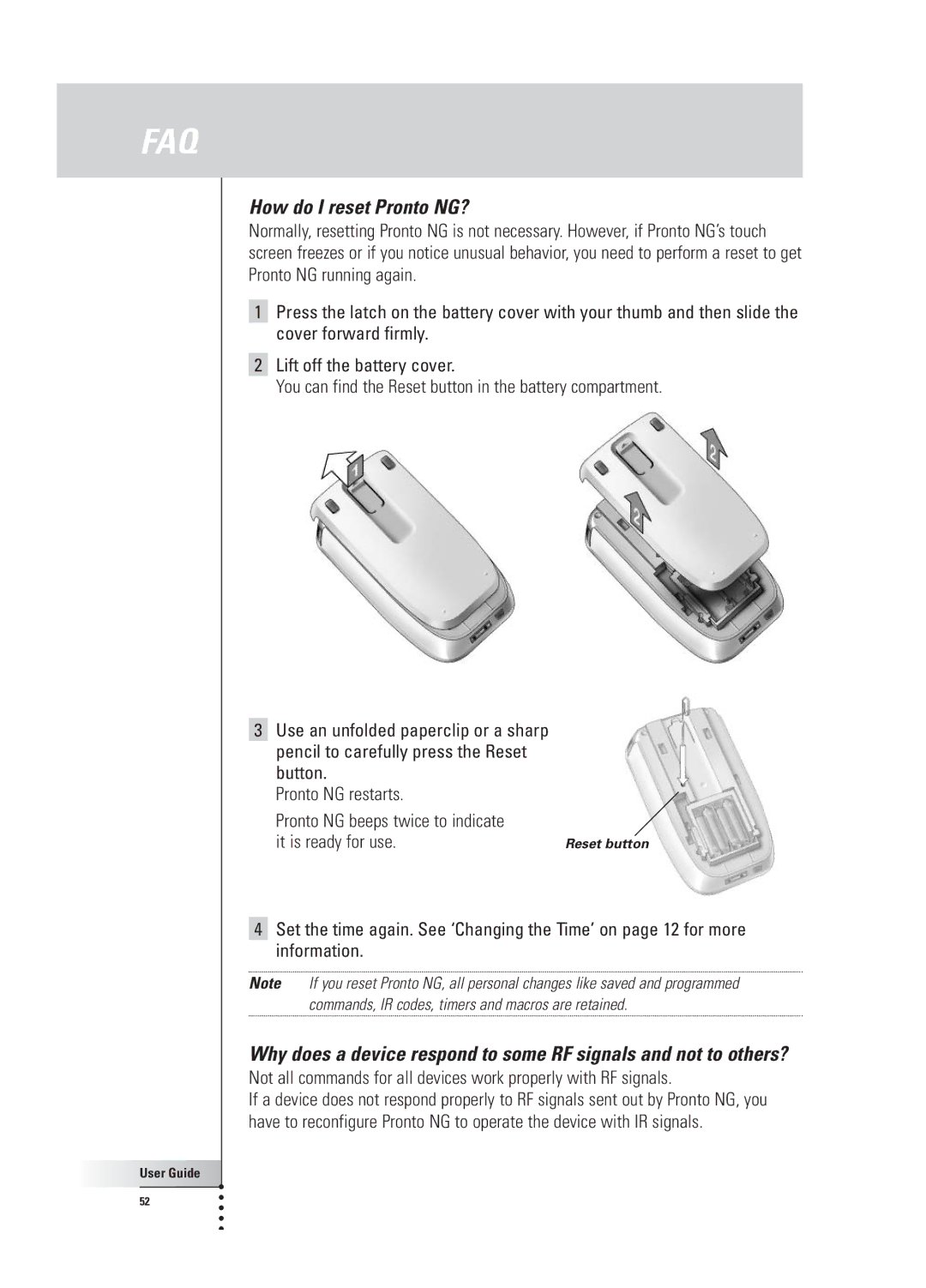 Philips TSU 3000 manual How do I reset Pronto NG? 