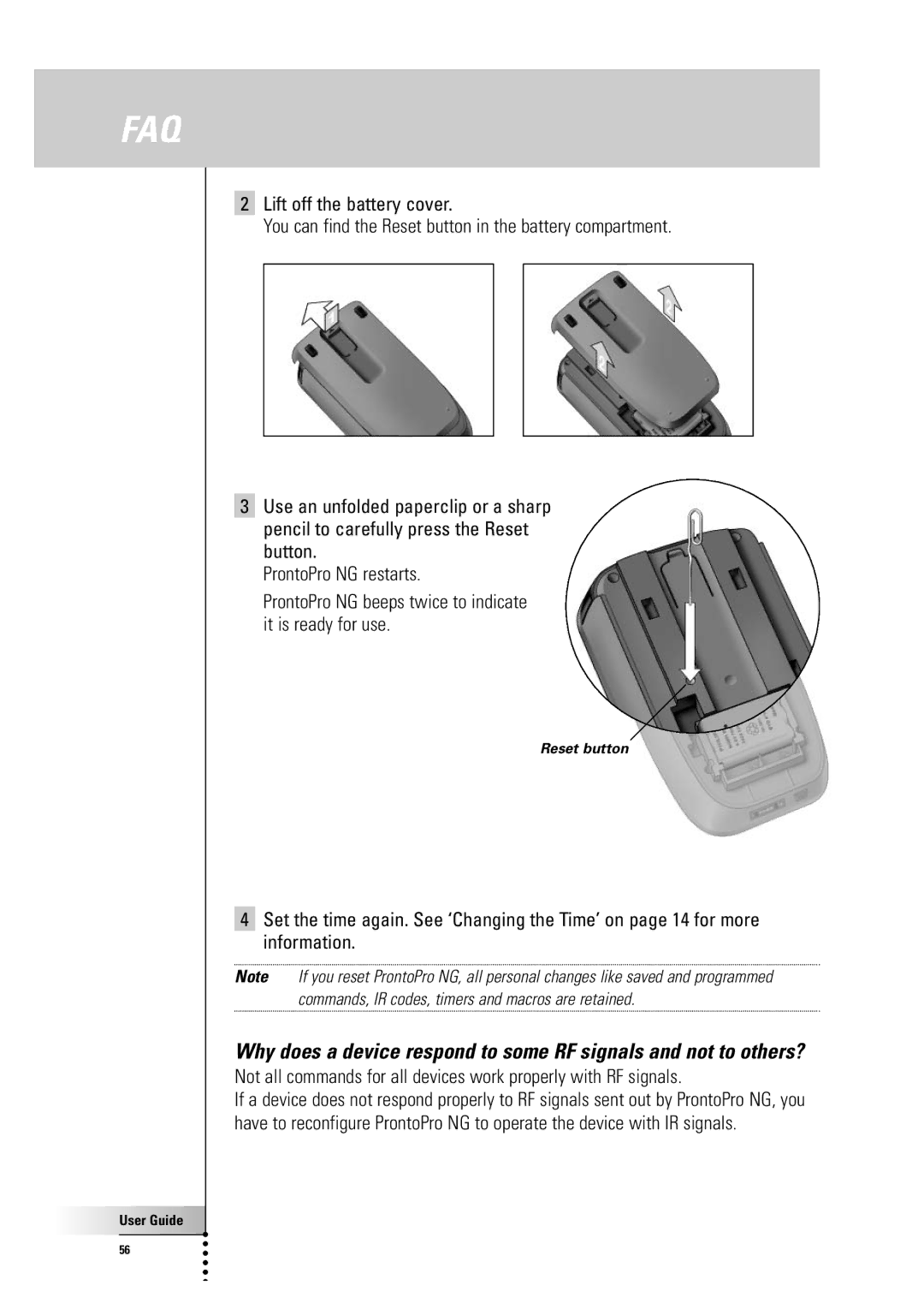 Philips TSU 7500 manual Reset button 