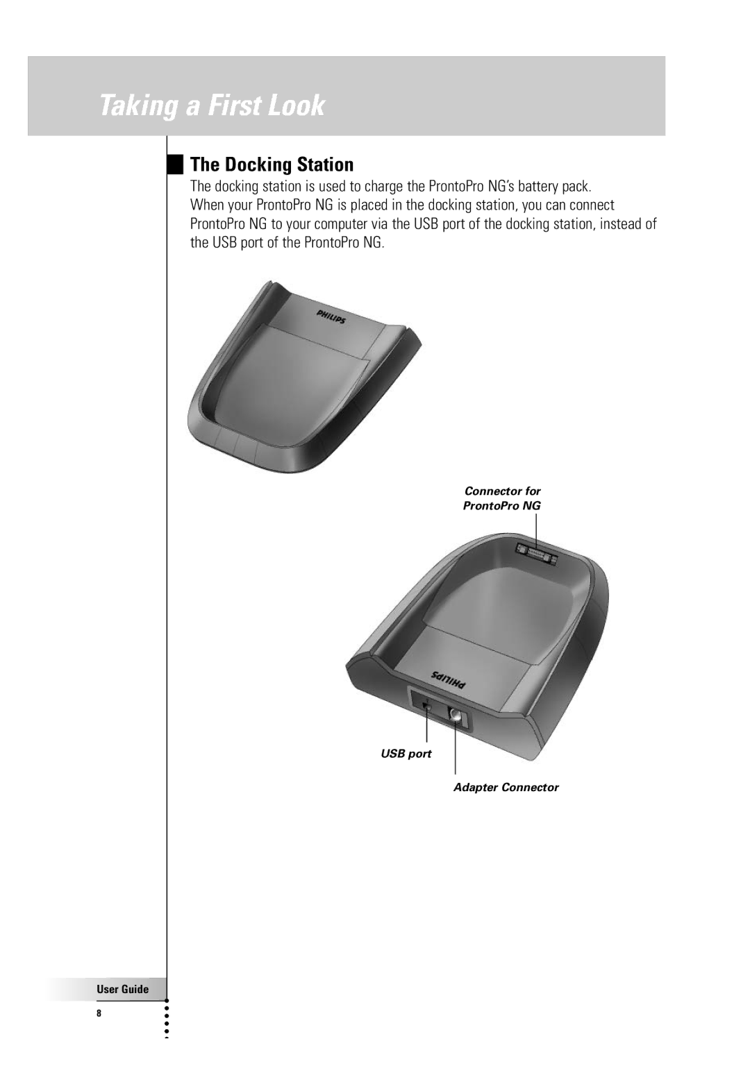 Philips TSU 7500 manual Docking Station 