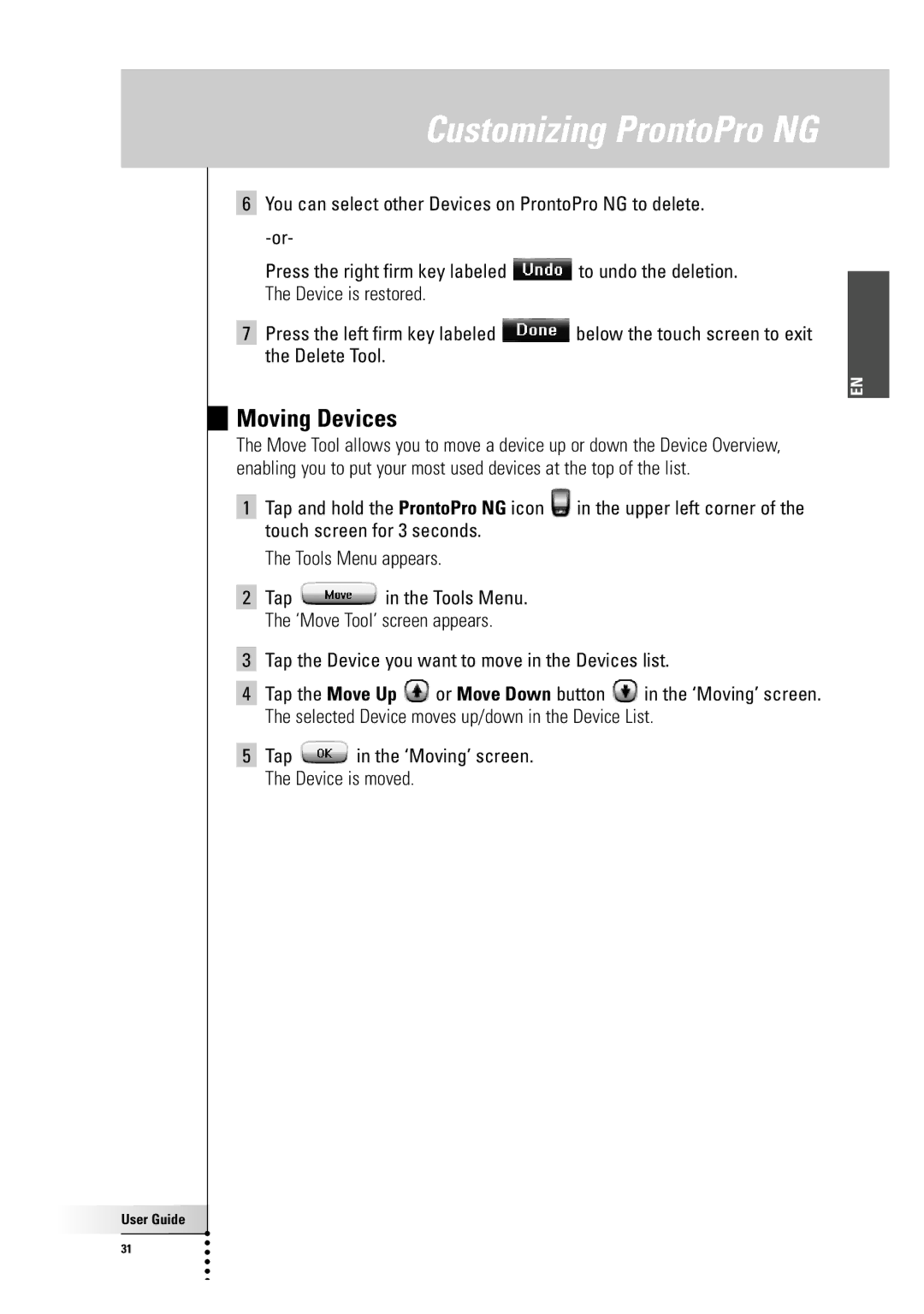 Philips TSU7500-SBC RU990 manual Moving Devices 