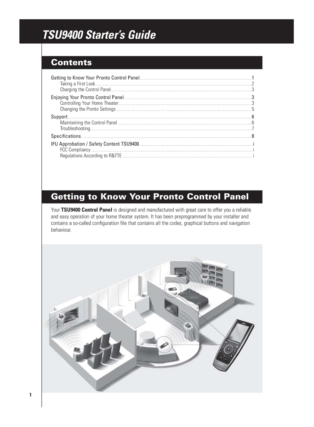 Philips TSU9400 manual Contents, Getting to Know Your Pronto Control Panel 