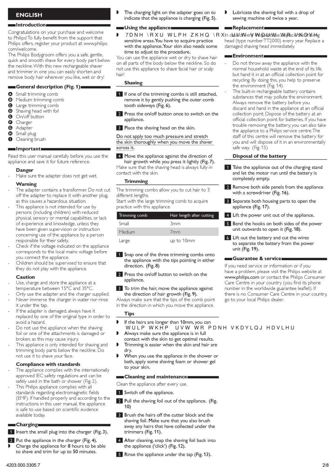 Philips TT2023 Introduction, General description Fig, Compliance with standards, Charging, Using the appliance, Shaving 