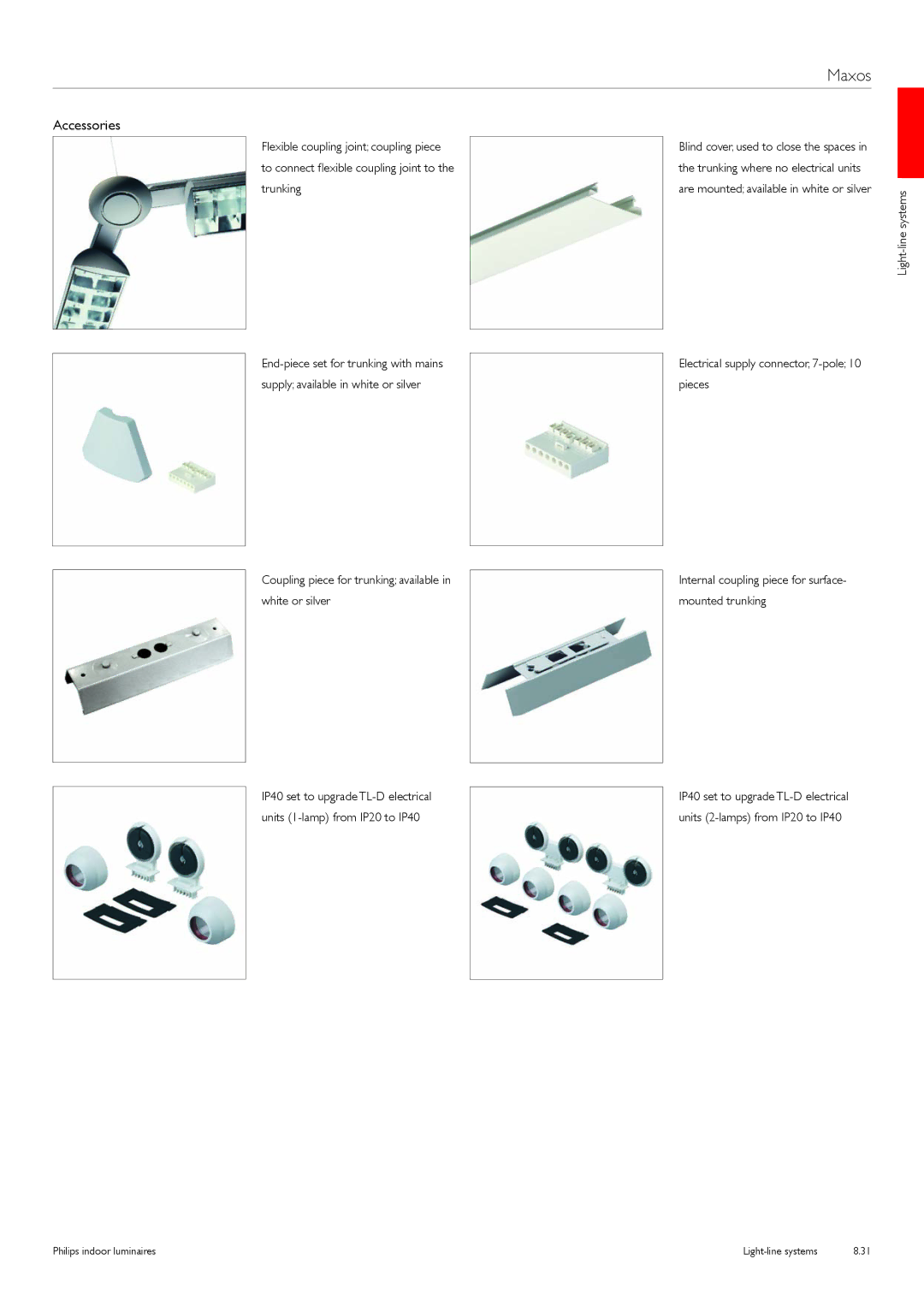 Philips TTX400 manual Coupling piece for trunking available in white or silver 