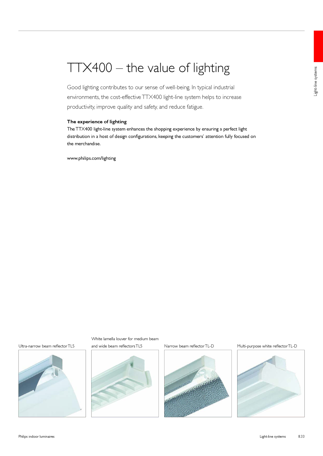 Philips manual TTX400 the value of lighting, Experience of lighting 