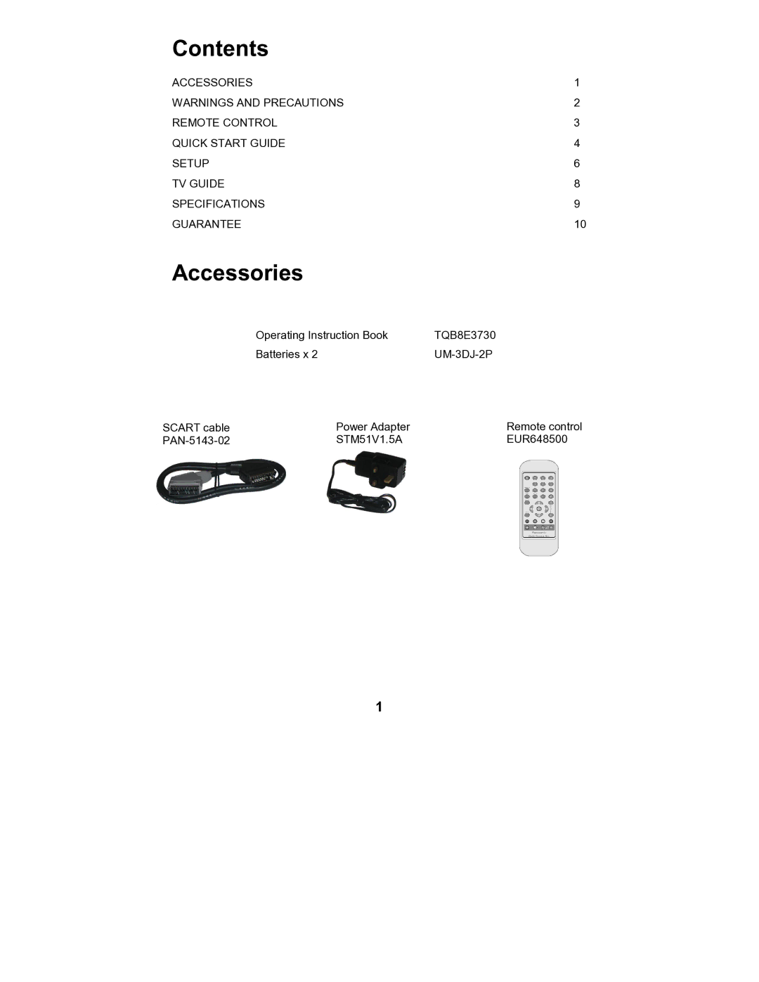 Philips TU-CT20 manual Contents, Accessories 