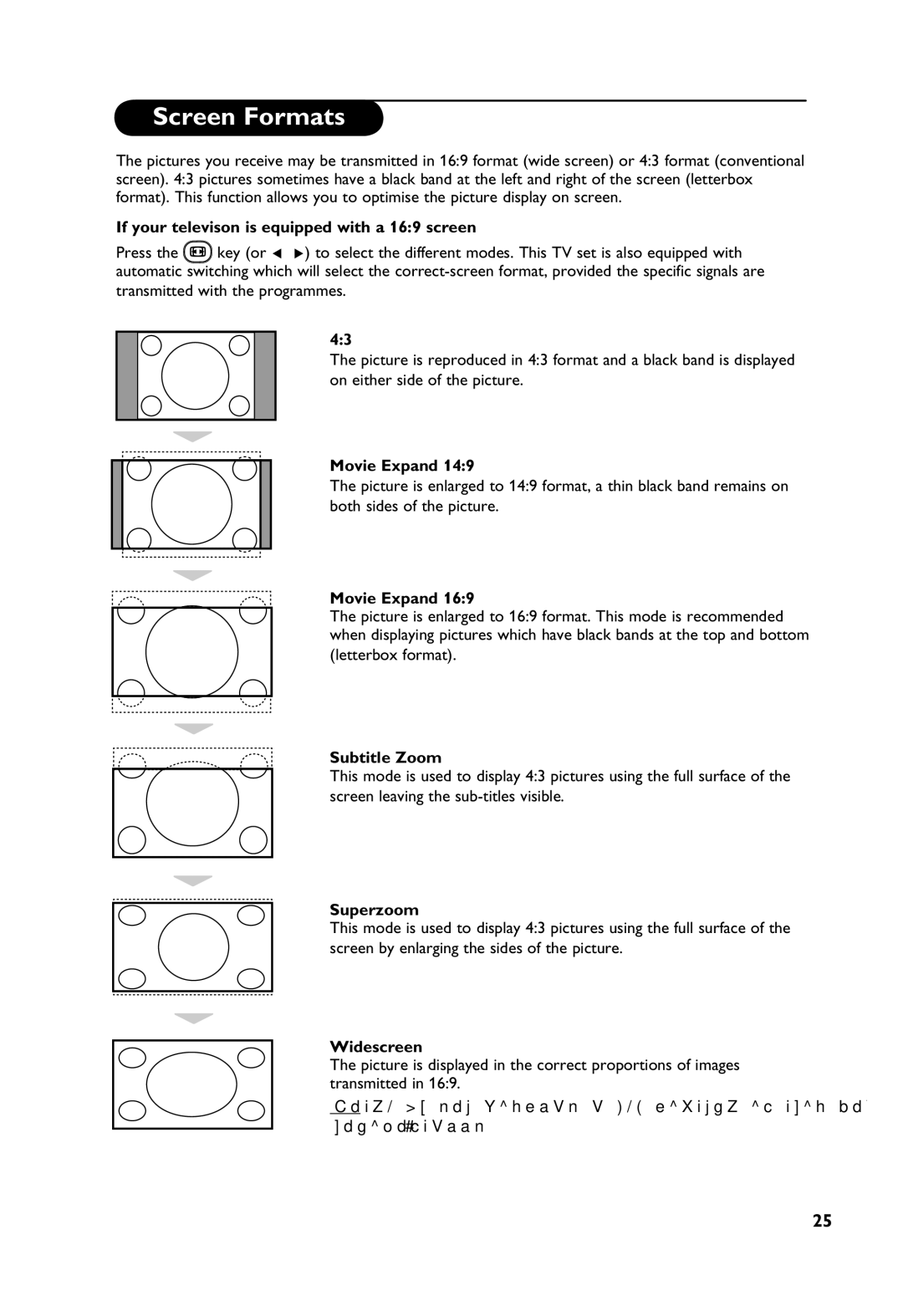 Philips TV Receiver manual Screen Formats 