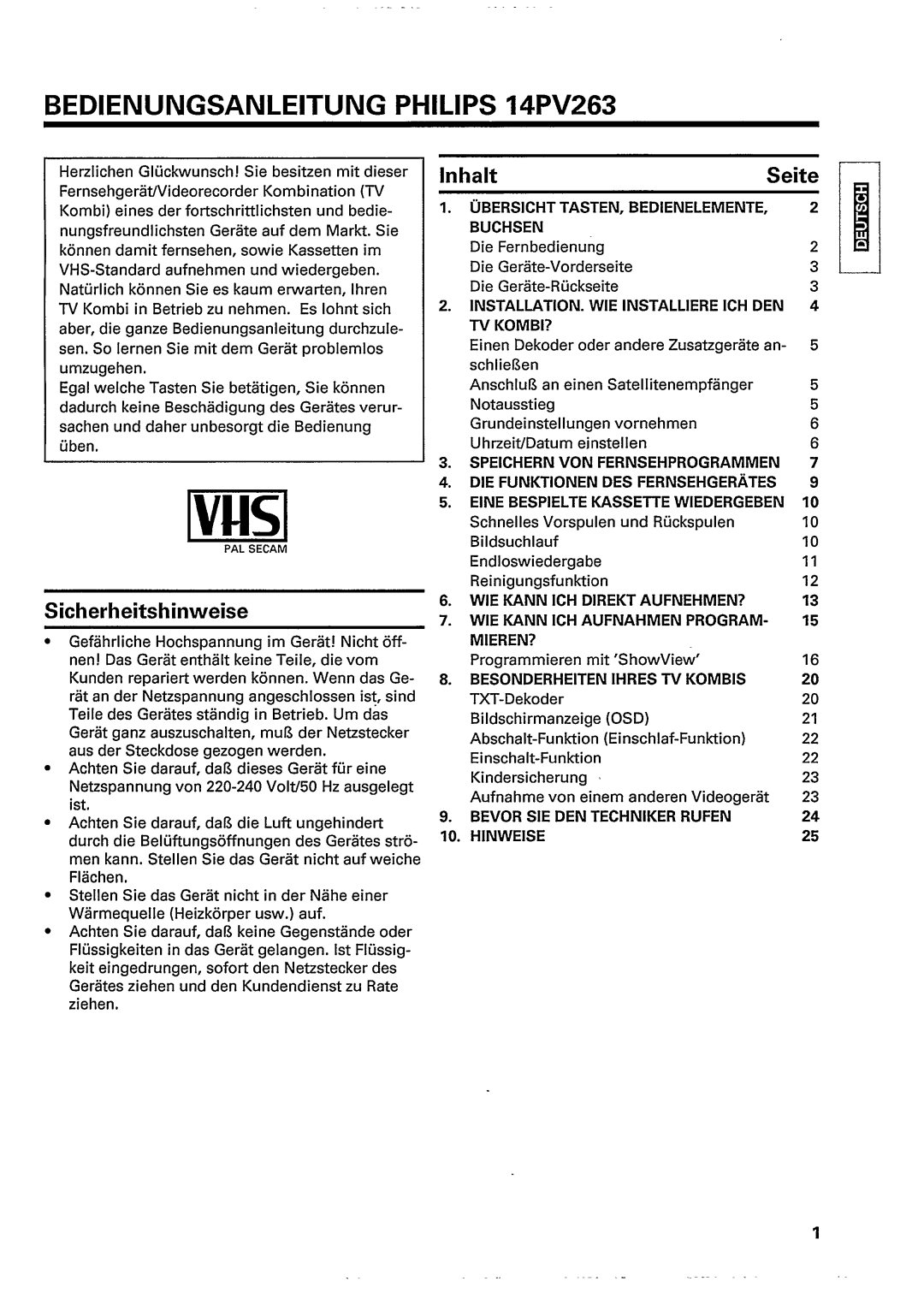 Philips TV/VCR Combo manual 