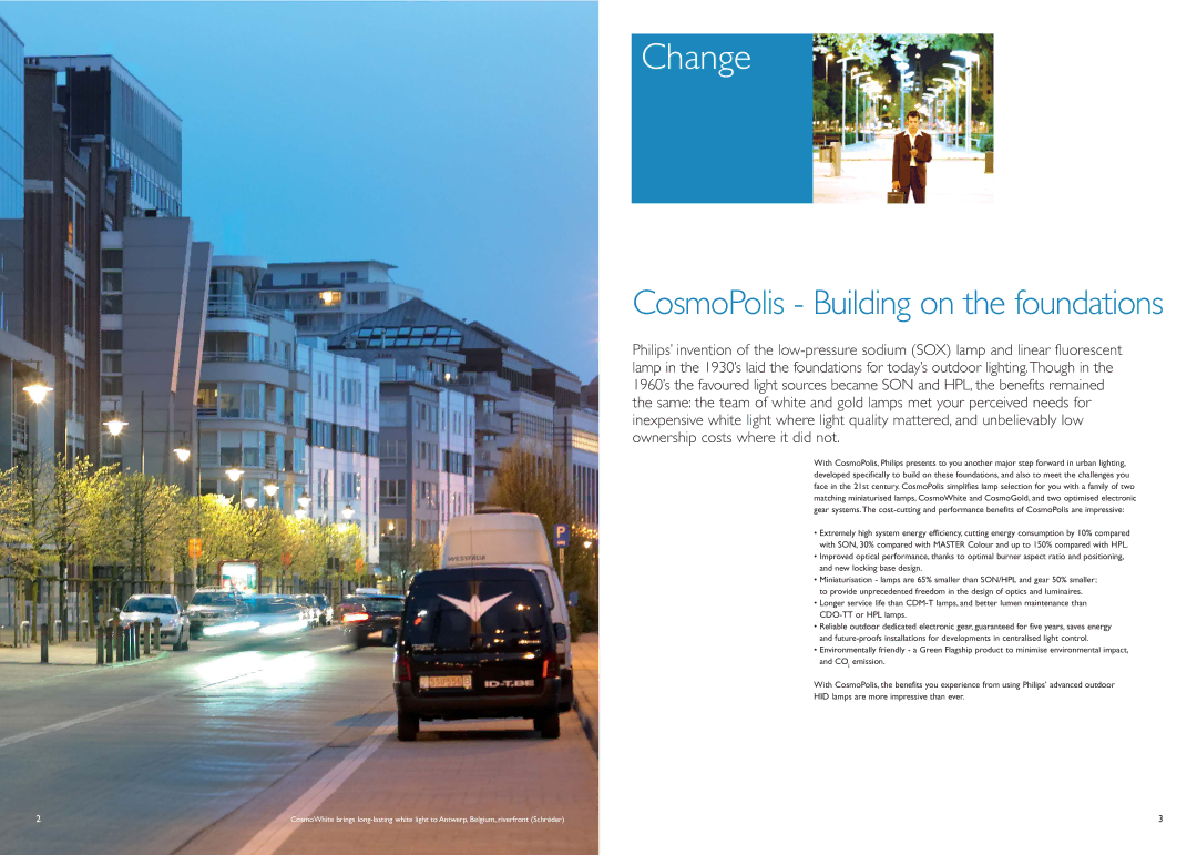 Philips Urban Lighting manual Change, CosmoPolis Building on the foundations 