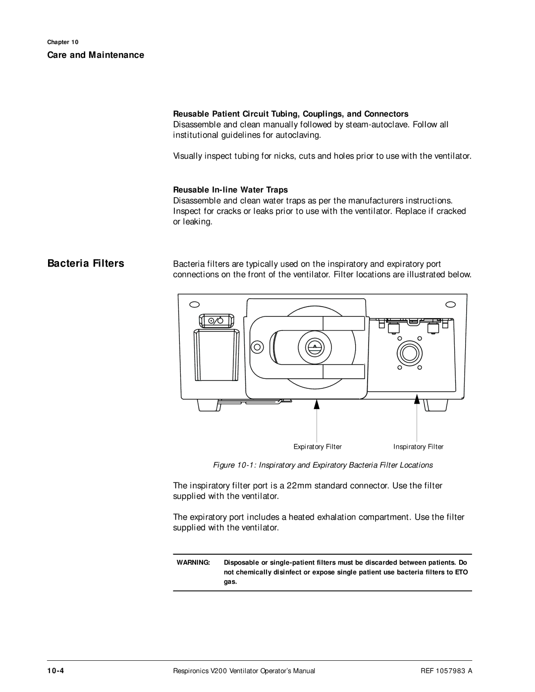 Philips V200 Bacteria Filters, Reusable Patient Circuit Tubing, Couplings, and Connectors, Reusable In-line Water Traps 