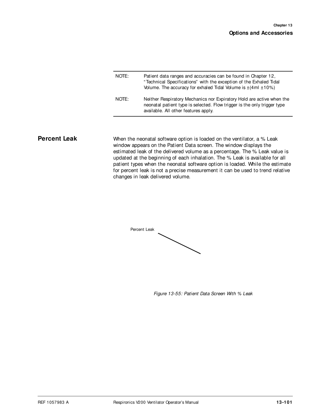 Philips V200 manual Percent Leak, 13-101 