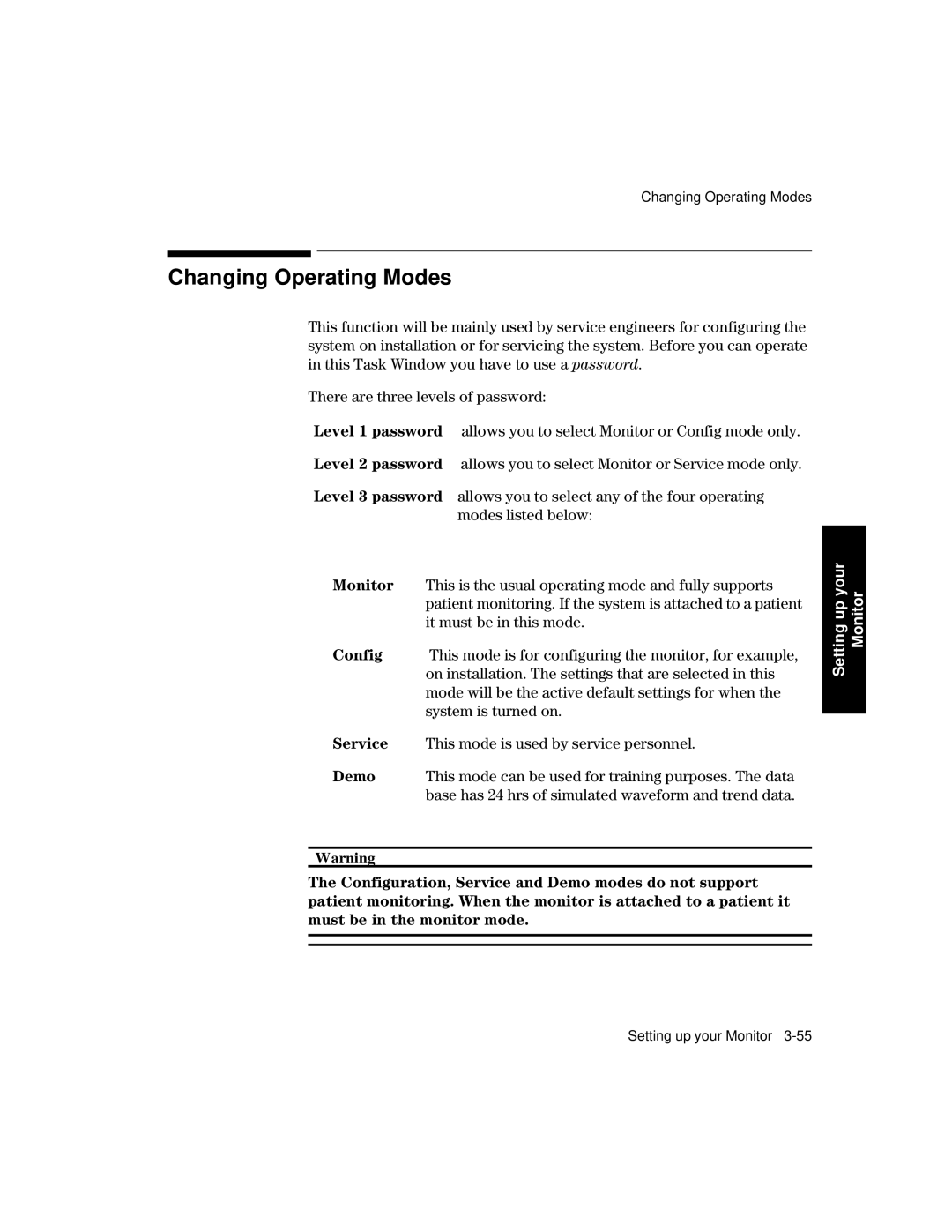 Philips V24CT, V26CT manual Changing Operating Modes 