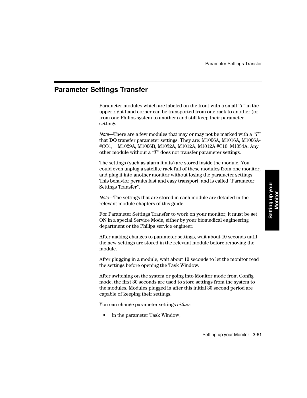 Philips V24CT, V26CT manual Parameter Settings Transfer 