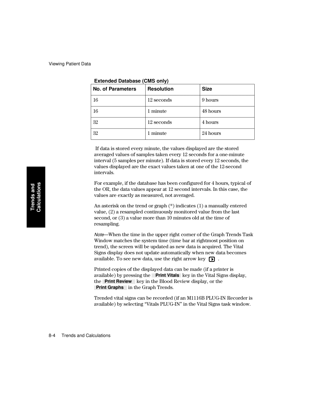 Philips V26CT, V24CT manual Extended Database CMS only No. of Parameters Resolution Size 