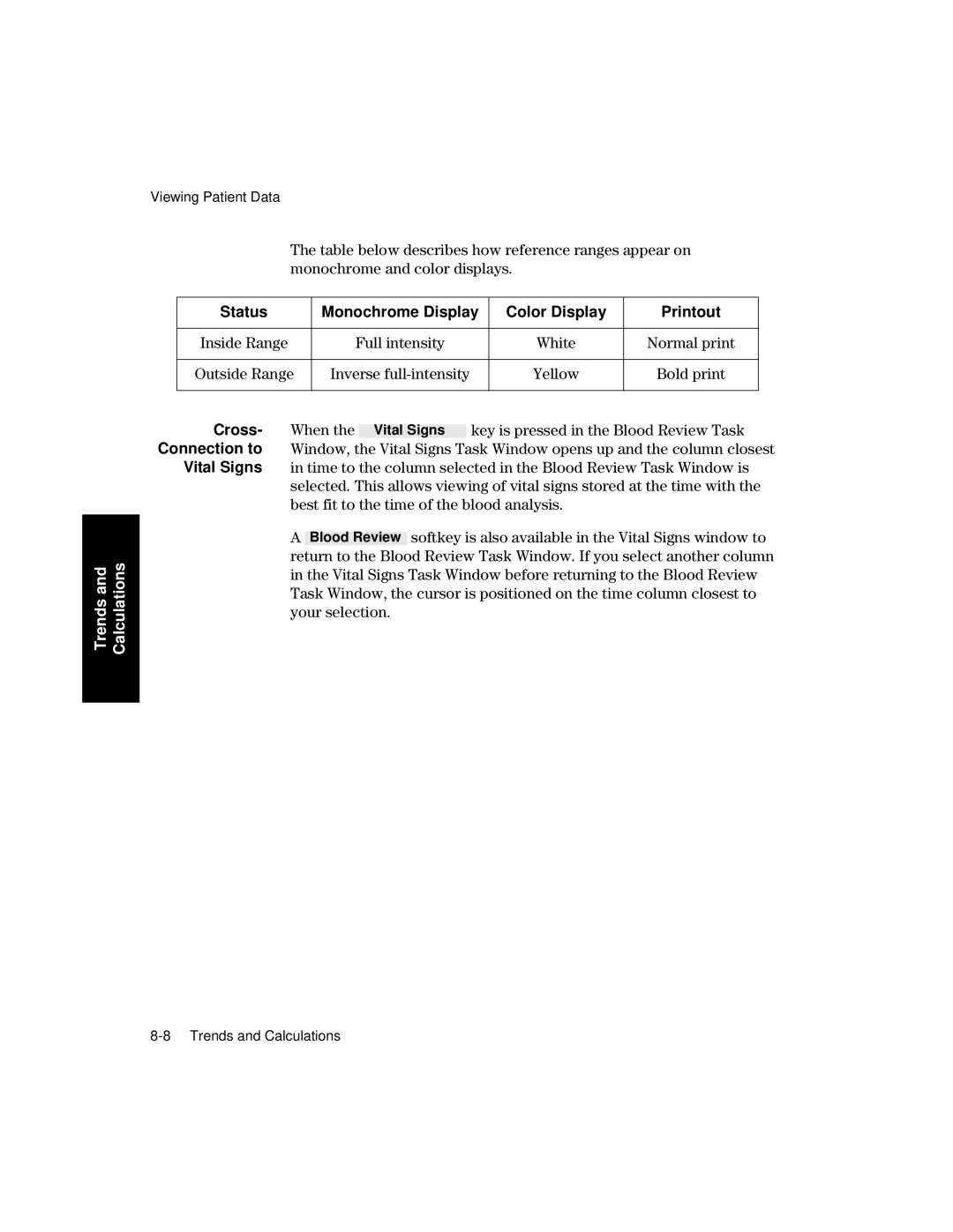 Philips V26CT, V24CT manual Status Monochrome Display Color Display Printout, Yellow 