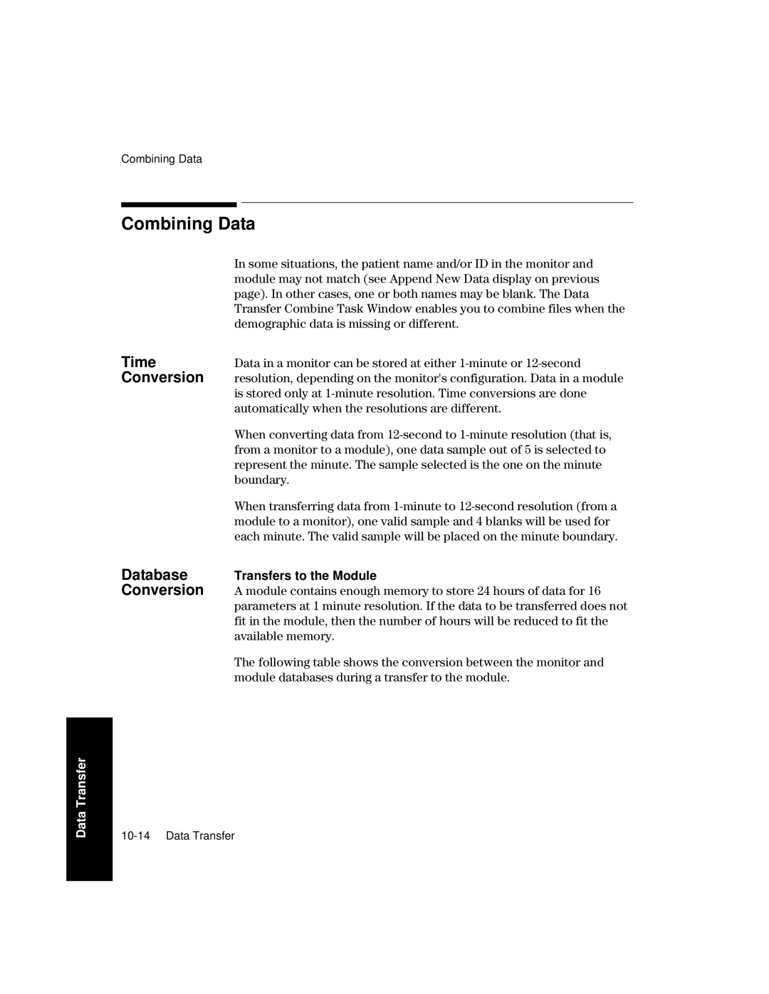 Philips V26CT, V24CT manual Combining Data, Time, Conversion, Database, Transfers to the Module 