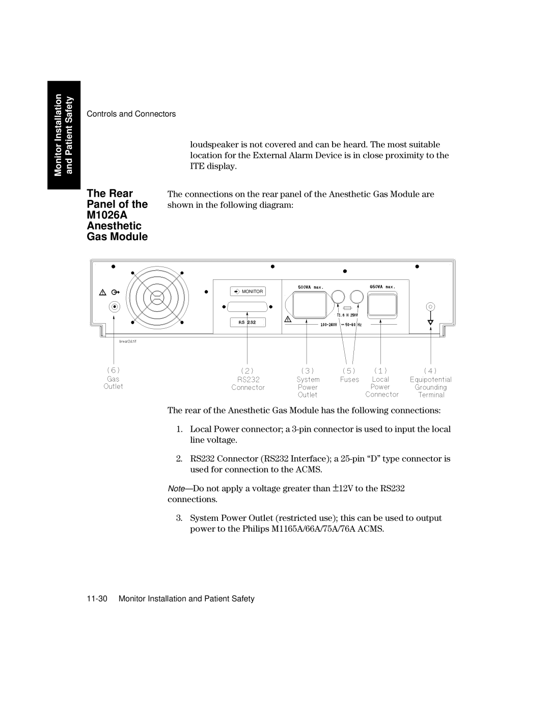 Philips V26CT, V24CT manual Rear, M1026A Anesthetic Gas Module, ITE display, Shown in the following diagram 