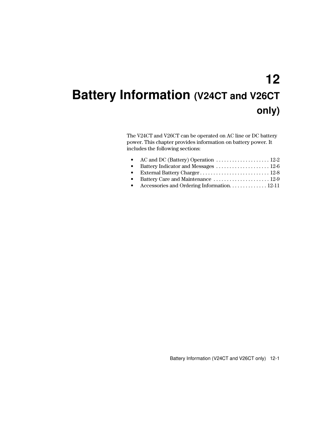 Philips manual Battery Information V24CT and V26CT 